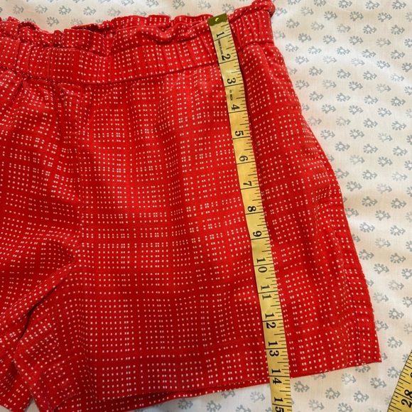 Banana Republic Linen Blend Orange & White Patterned Women's Pull On Shorts - Picture 4 of 5